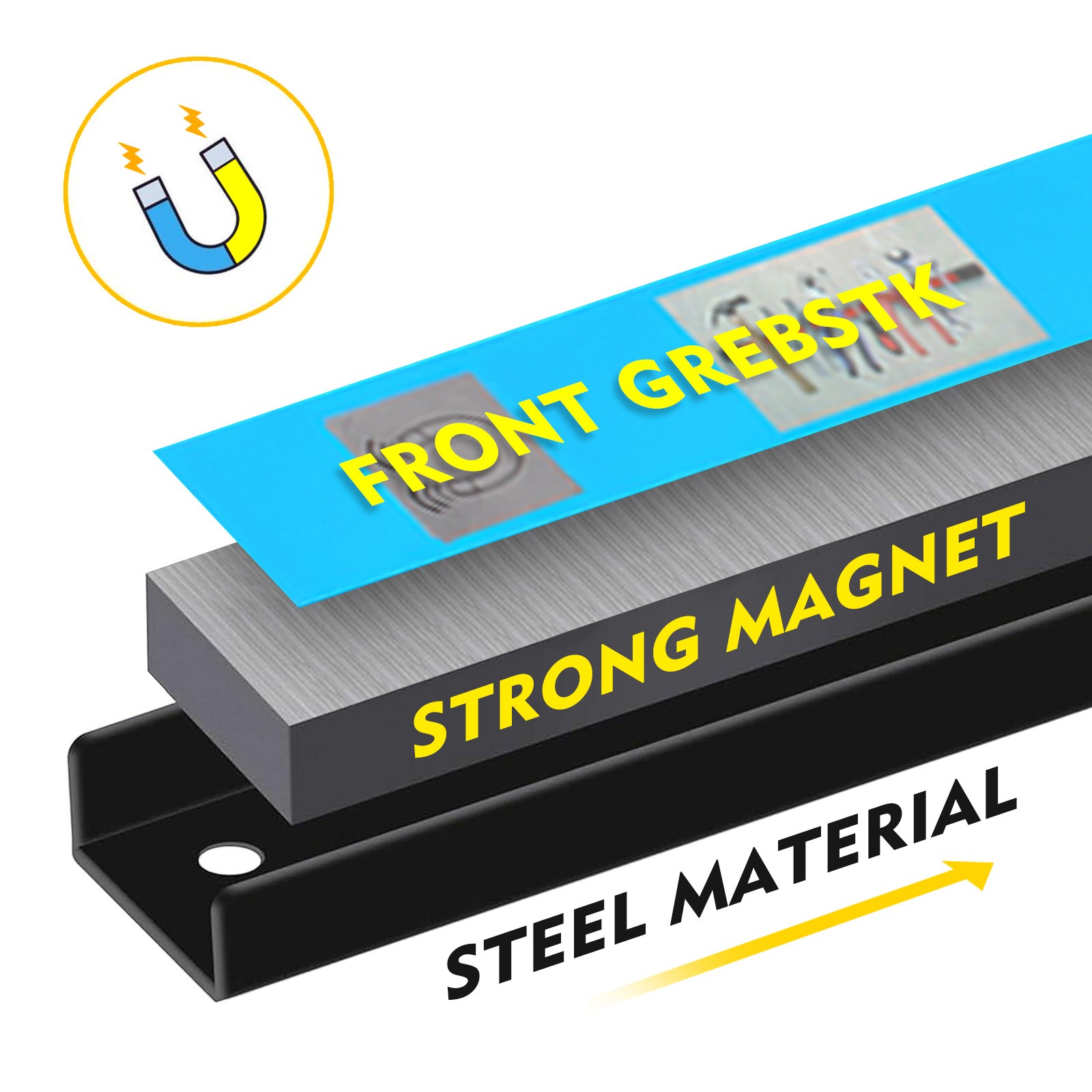 8 Pack 12" Magnetic Tool Holder Strip Metal Magnet Tool Organizer Bar for Garage