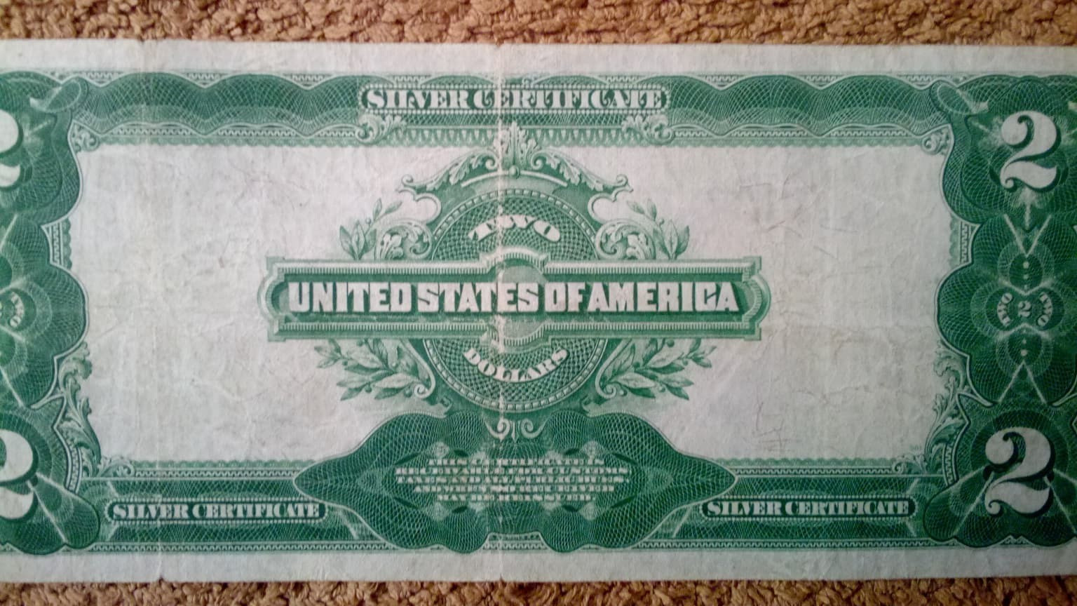 1899 $2 TWO DOLLAR SILVER CERTIFICATE NOTE (NICKNAME OF MINI PORTHOLE), VF+/VF++