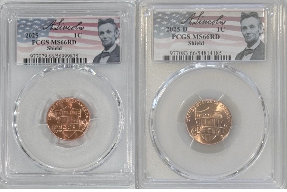 2025 P & D Lincoln Shield Cent PCGS MS66RD