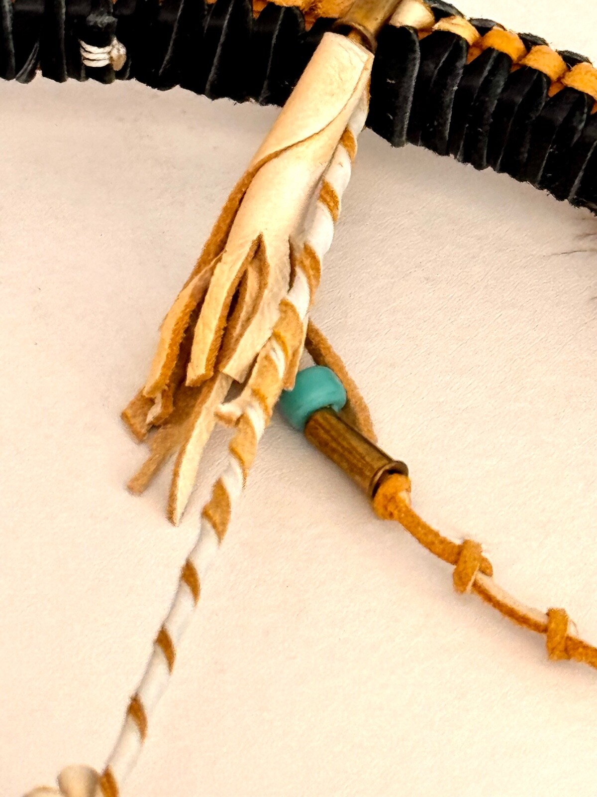 Medicine Wheel-Hopi Artist Lone Eagle Wall Art Braided Leather Wood Hoop Signed