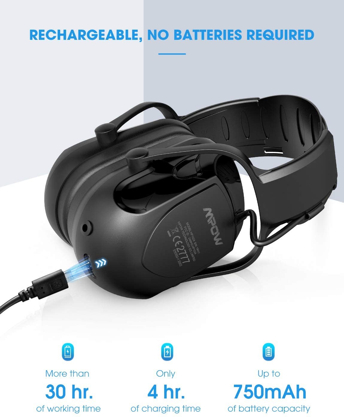 Mpow Noise Reduction Safety Ear Muffs Bluetooth Shooting Hearing Protection Mic