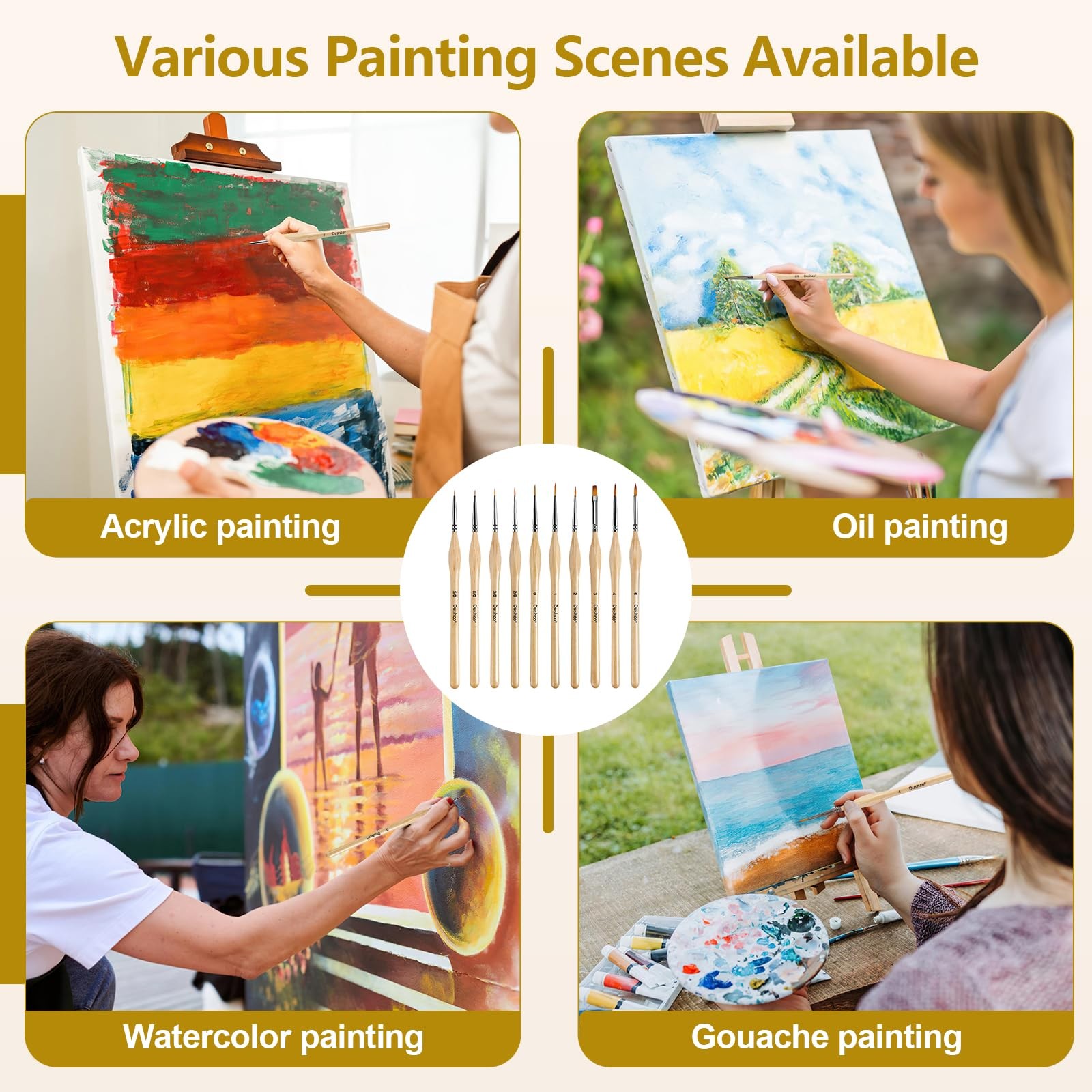 Miniature Paint Brushes Set of 10 Pcs for Fine Detail DIY Art Craft Drawing