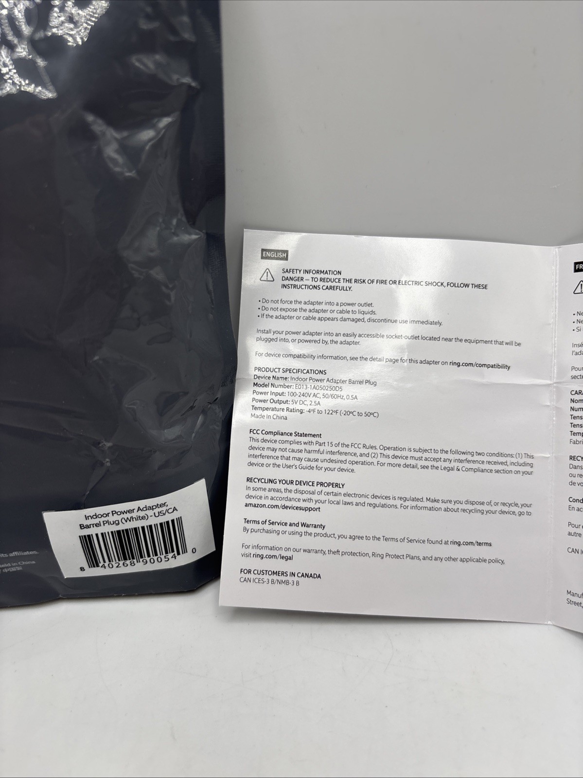 Ring Plug-In Power Adapter for Indoor Cam / Stick Up Cam – Wired Power Supply