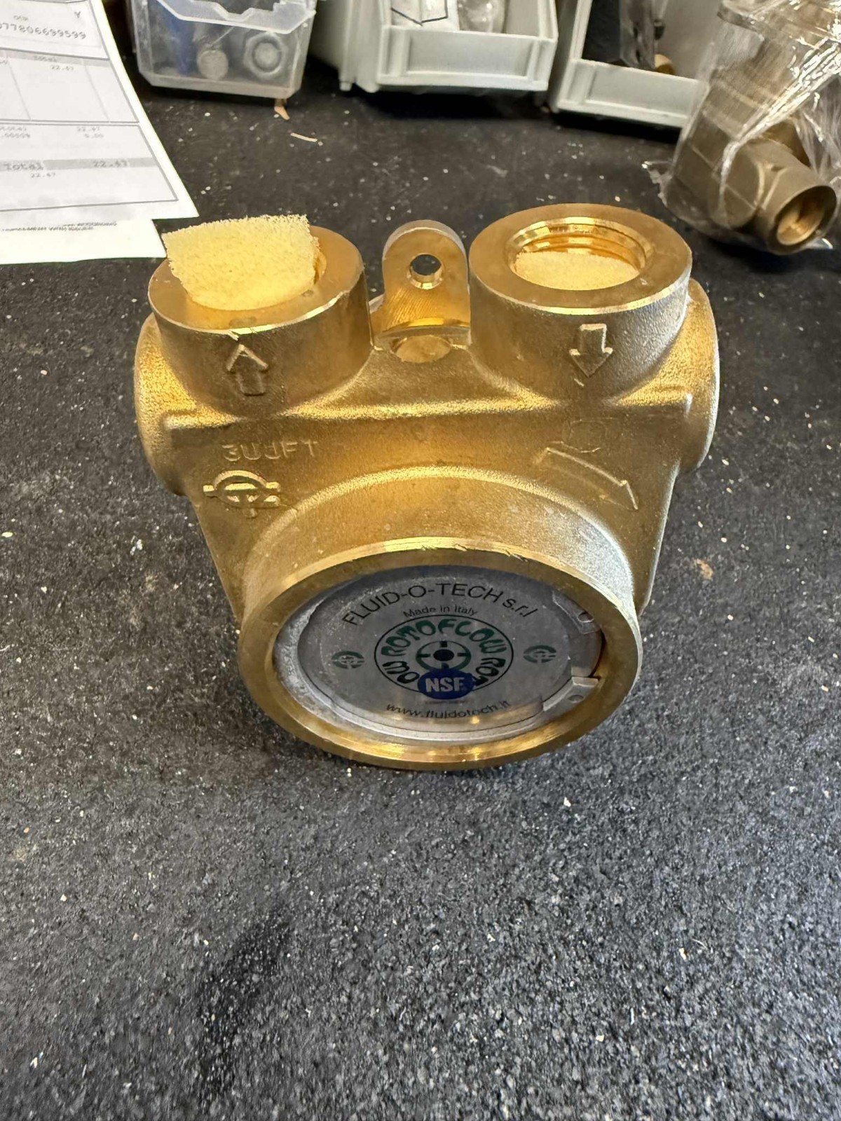 Fluid-O-Tech PA1000F Brass Flange Mount Rotoflow Rotary Vane Pump - 4.58-5.45 GP