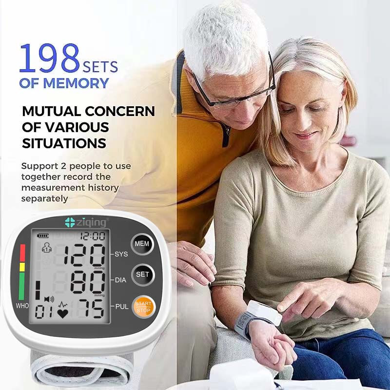 Rechargeable Sphygmomanometer Digital Blood Pressure Monitor Wrist Black