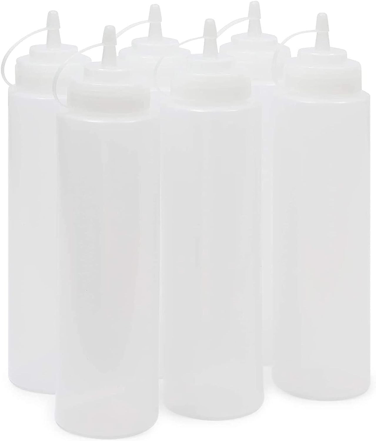 Juvale Plastic Condiment Squeeze Bottles (Clear, 32 Oz, 6 Pack)