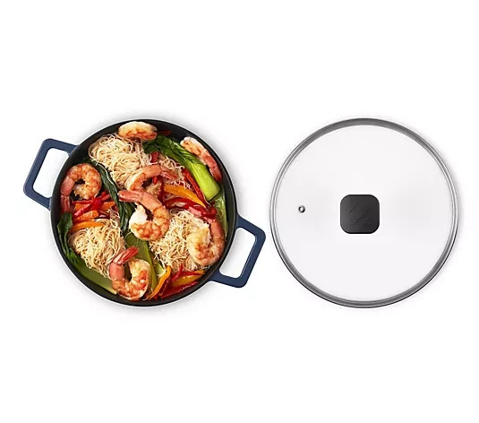 Zakarian by Dash Cast-Iron 9" Wok with glass lid - Hunter green