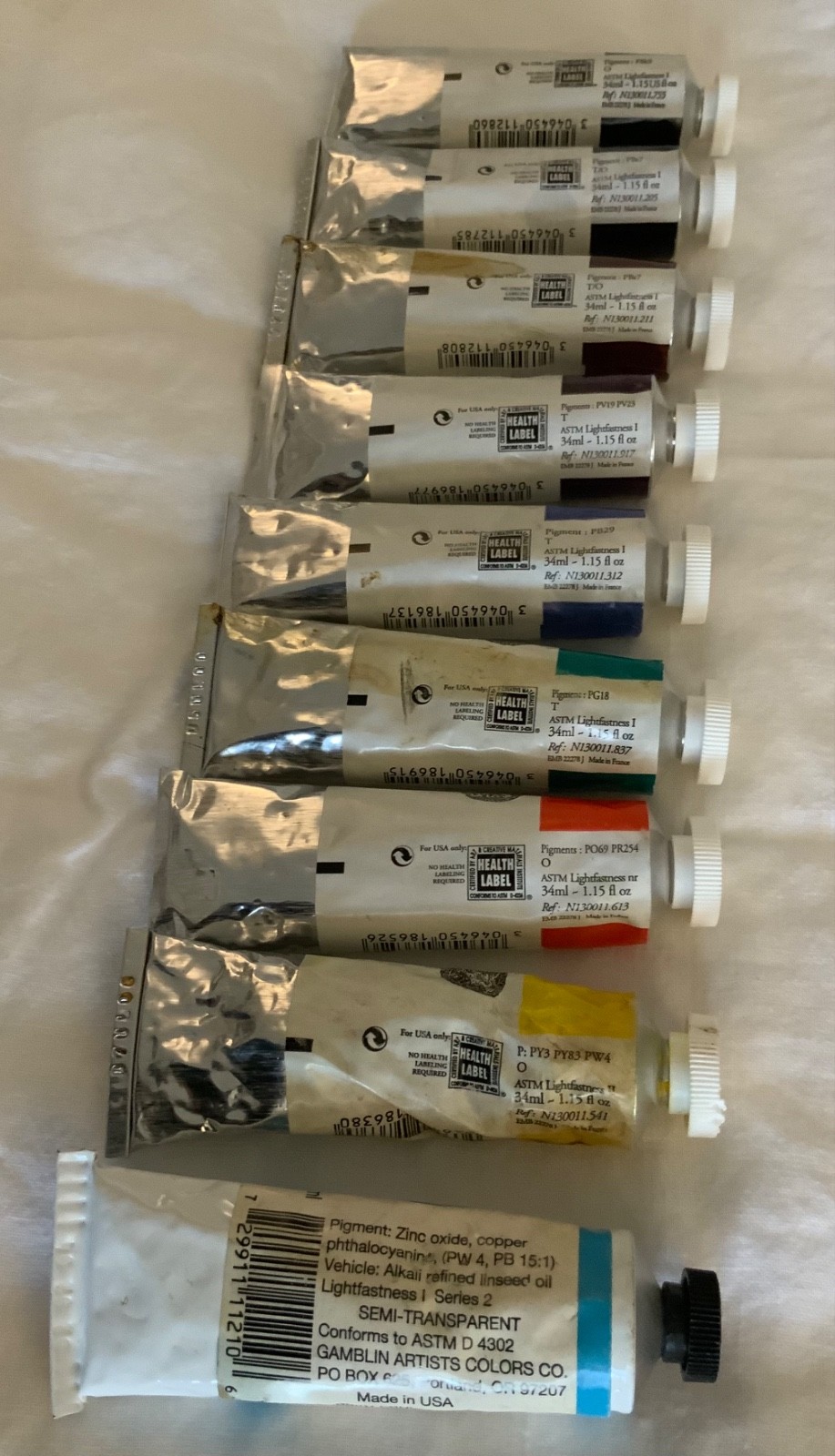 Sennelier Extra-Fine Professional Artist's Oil Colors 7 Unused (34ml) Tubes