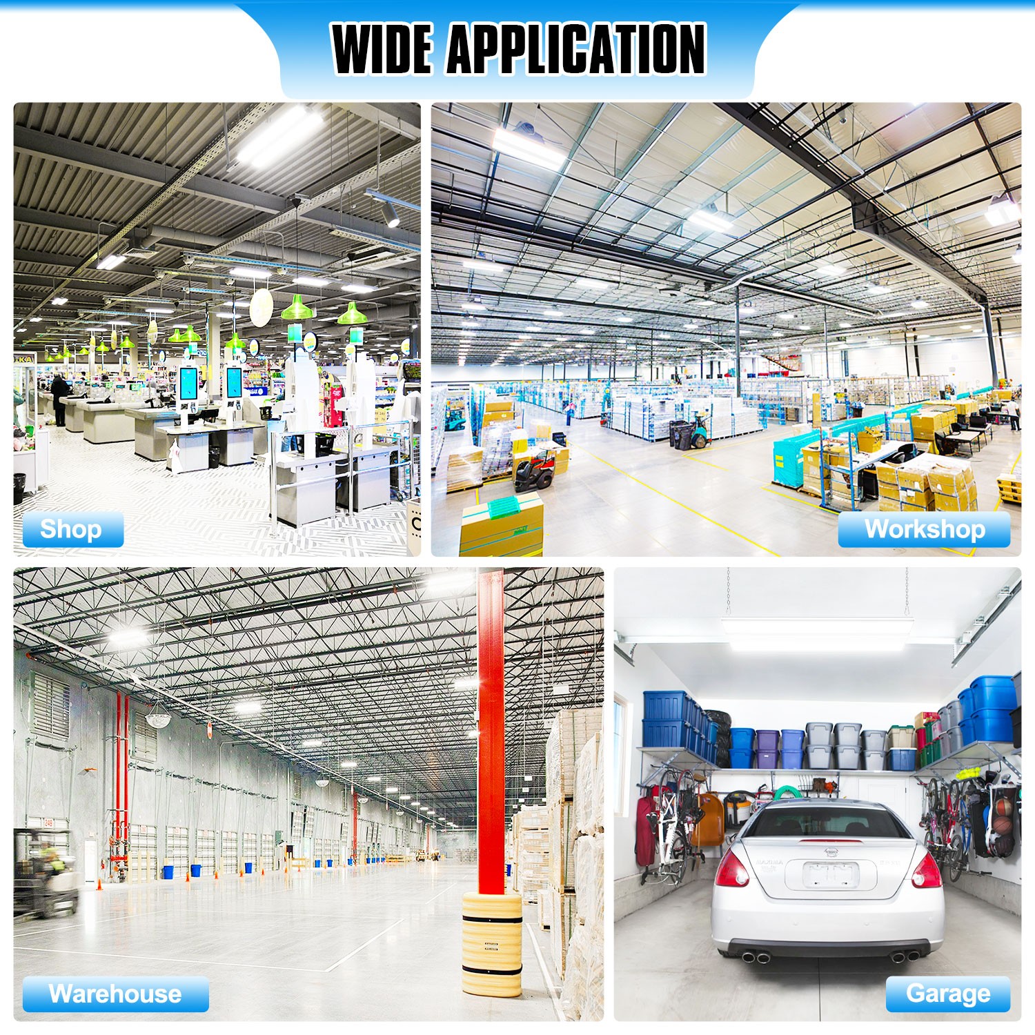 Super Bright 400W 60000LM 2.2FT LED Linear High Bay - Shop Warehouse Lighting