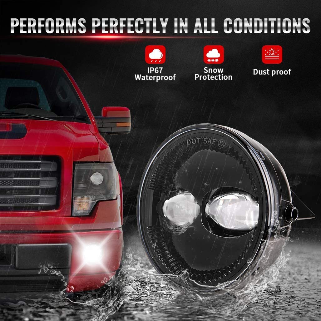 Pair Bumper LED Fog Lights Fit For Ford 2009 2010 2011 2012 2013 2014 F150