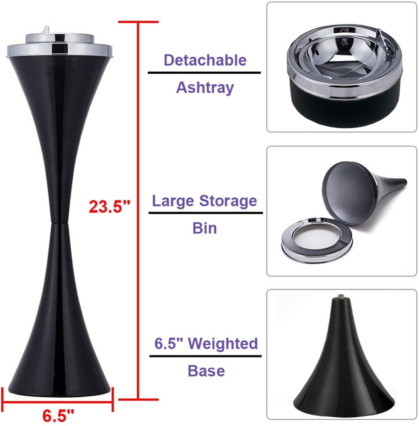 23" High Floor Standing Cigarette Ashtray with Lid Standing Ashtray In/Outdoor