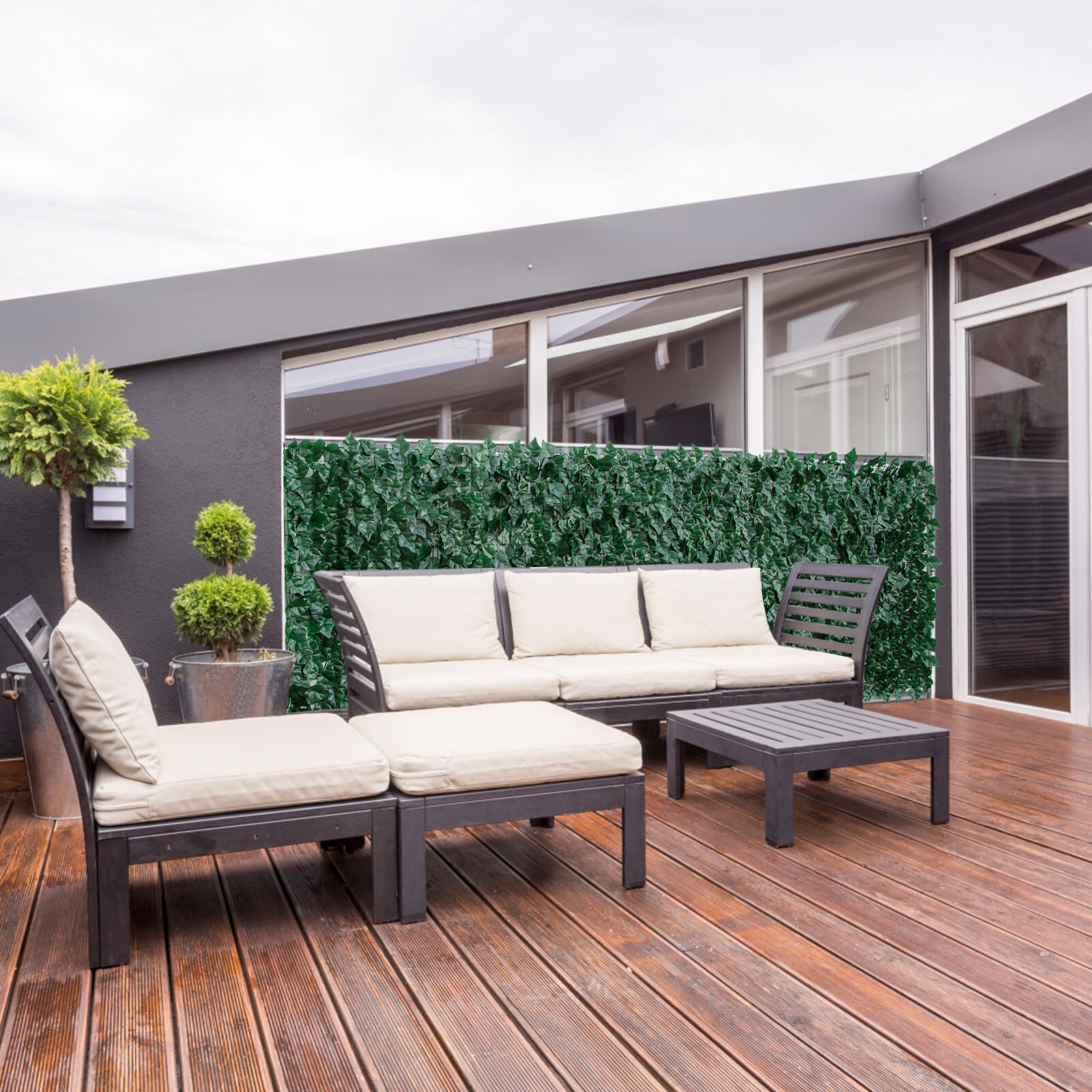 118''x39" Artificial Hedge Ivy Leaf Garden Fence Roll Privacy Screen Wall Cover