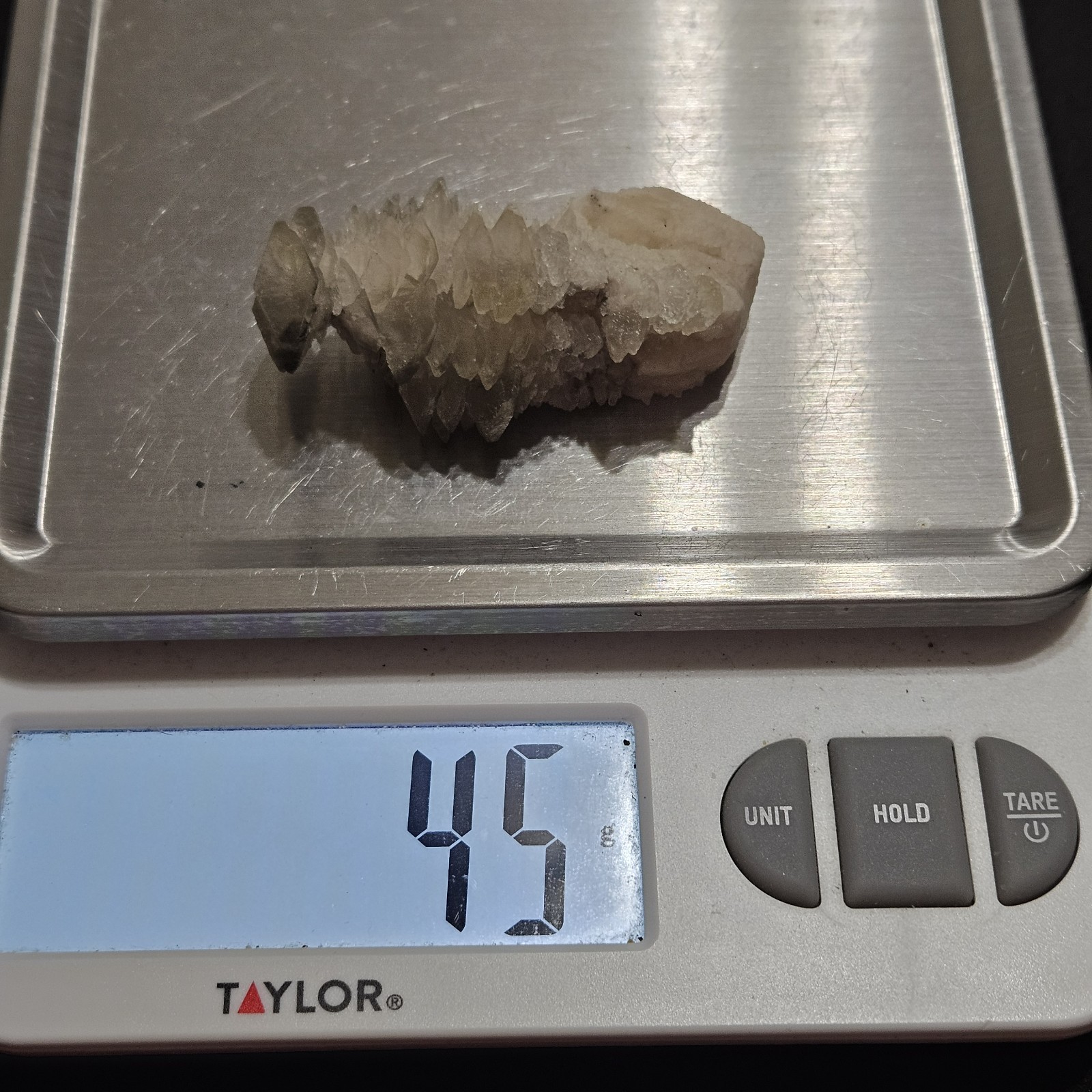 Lot Of 2 Pagoda Calcite Crystals, Step Stones With Hematite, UV Fluorescent