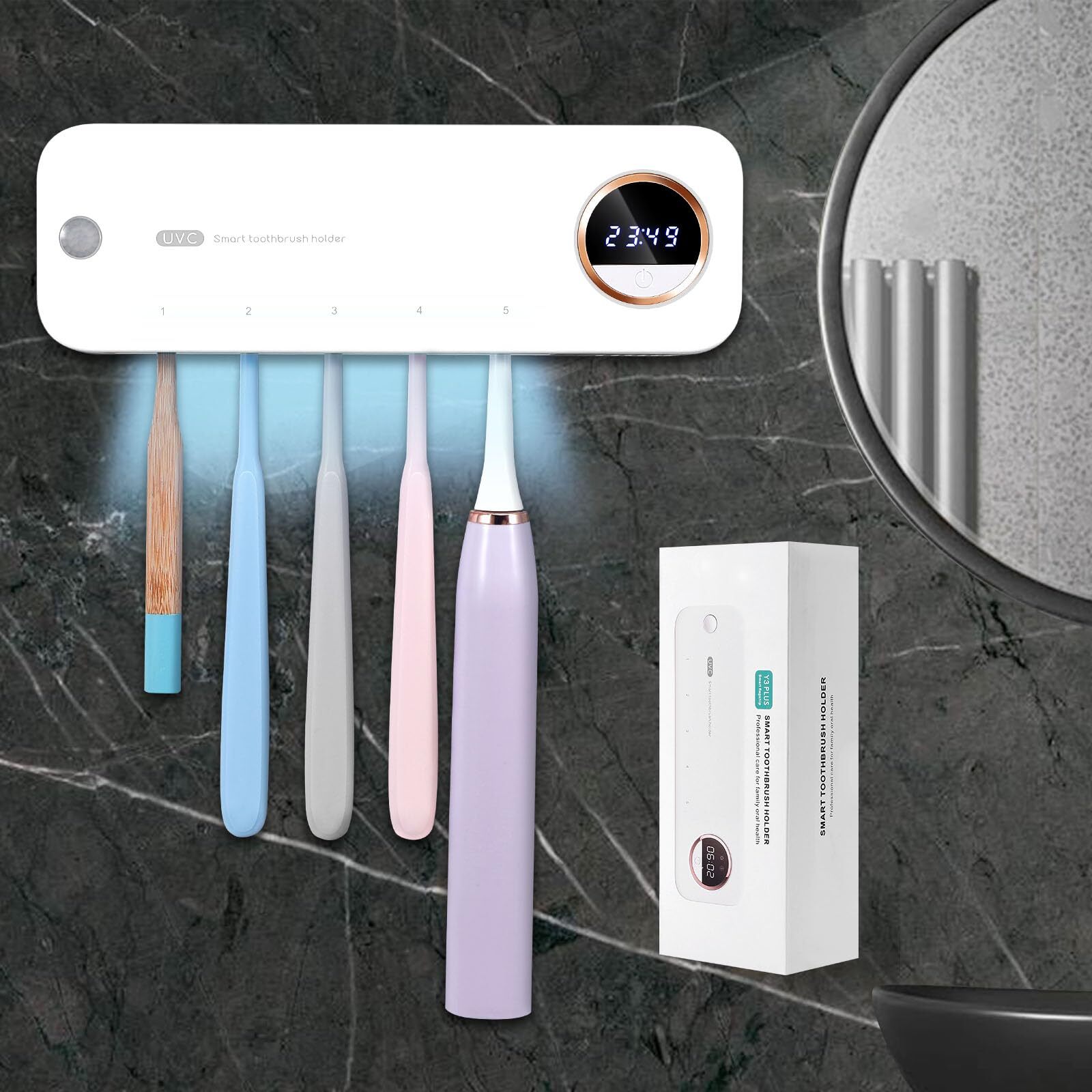 Smart Electric Toothbrush Holder Rechargeable Bathroom Holds 5 Toothbrushes