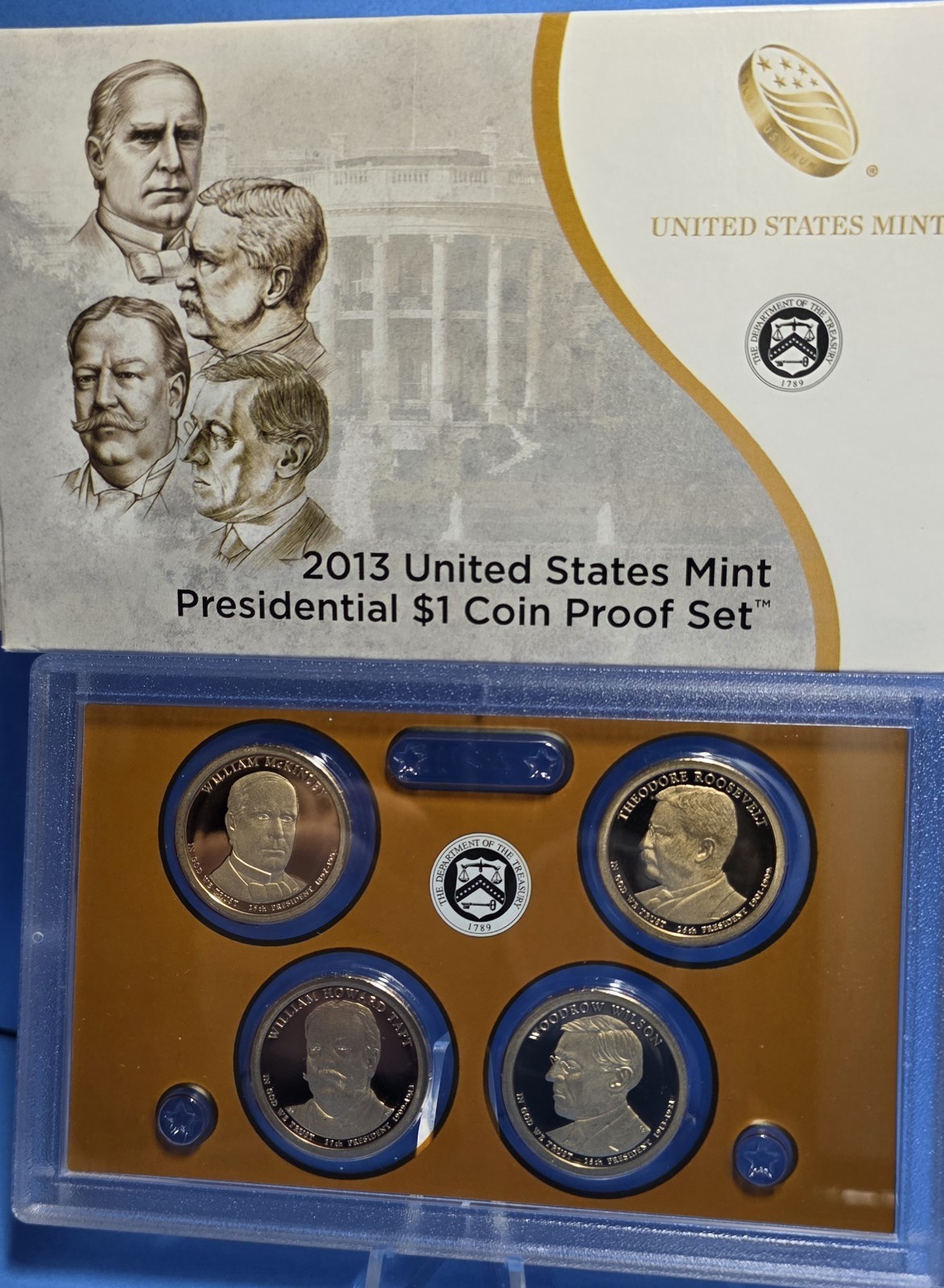 2013-S Presidential Dollar Proof Set 4 Coins with Box + COA