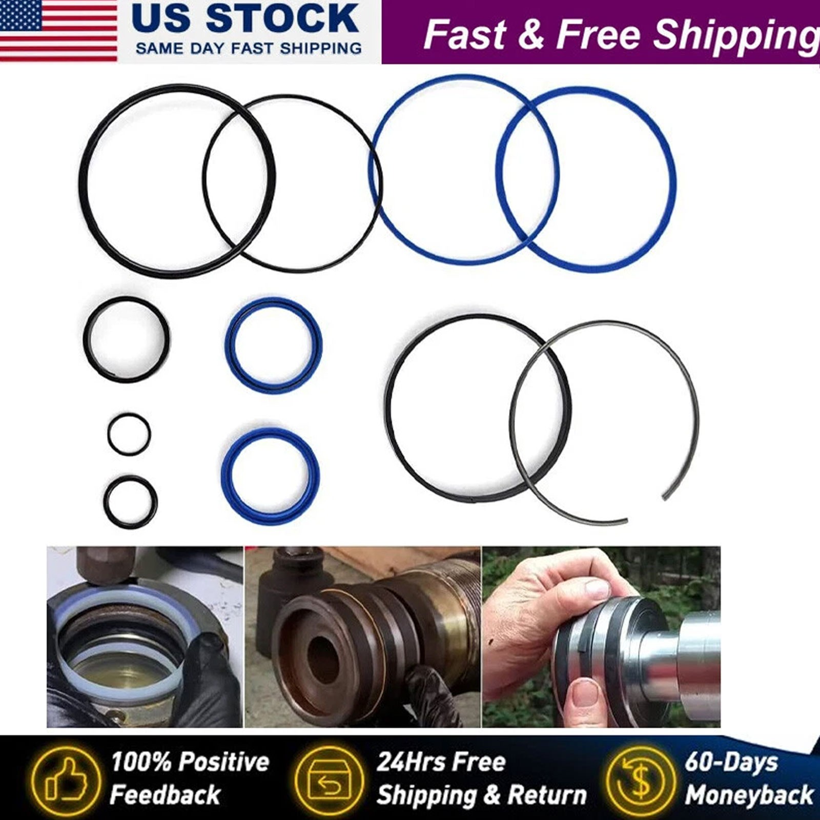 Hydraulic Log Splitter Cylinder Rebuild Seal Kit For 4.5"bore X 1.75"rod Cylinde