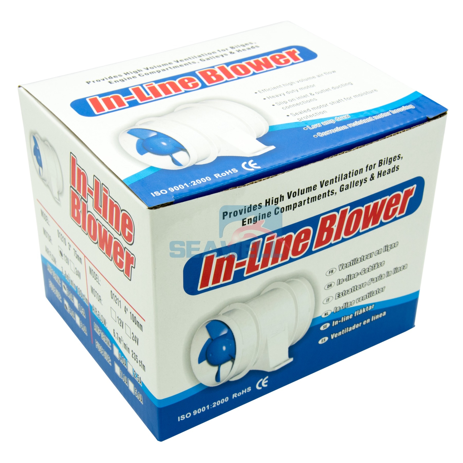 3 inch 12V In Line Blower Boat Bilge Blower Cool Fan Marine Cabin Ventilation