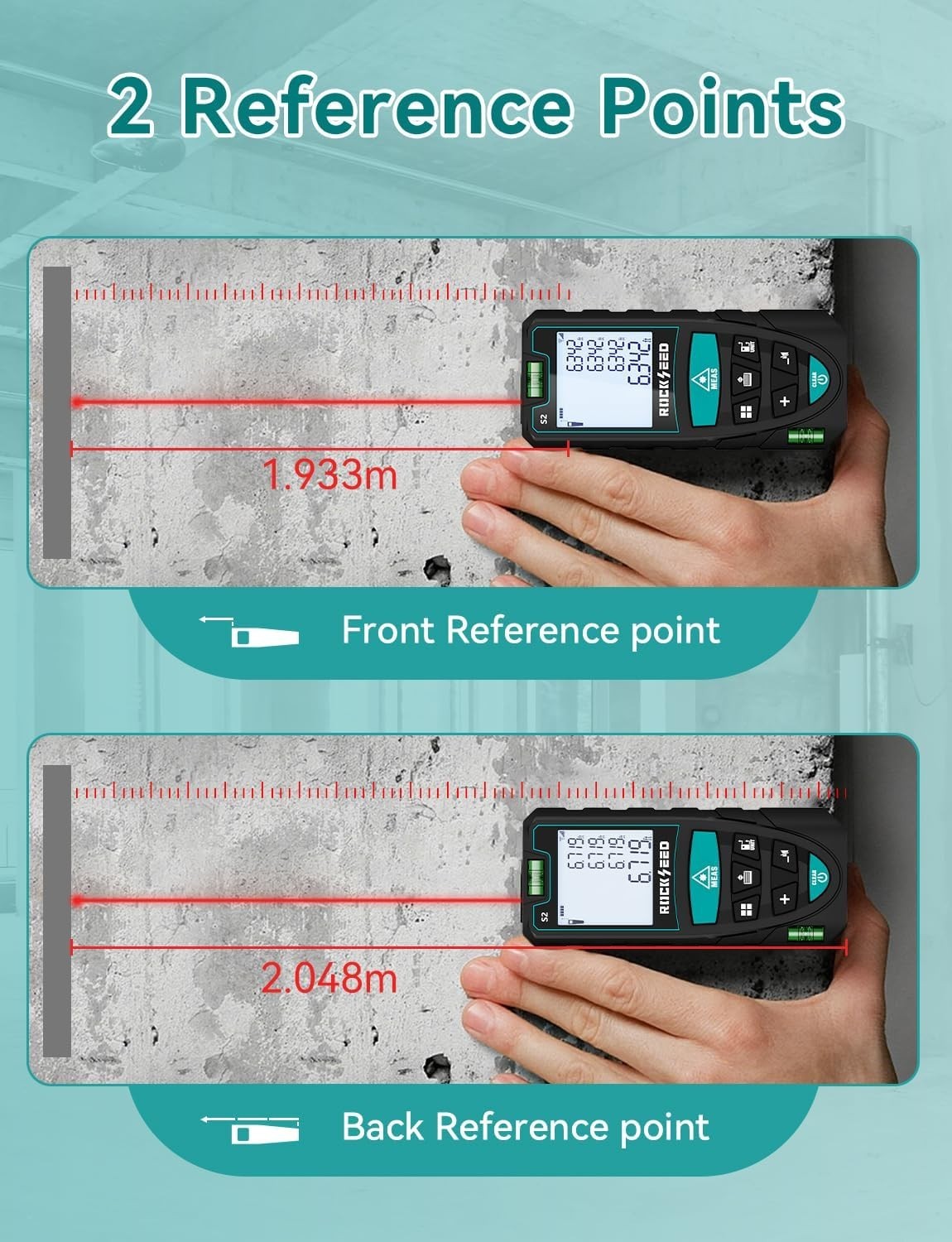 Portable Laser Measure 165' LCD Digital Laser Distance Meter w 2 Bubble Levels