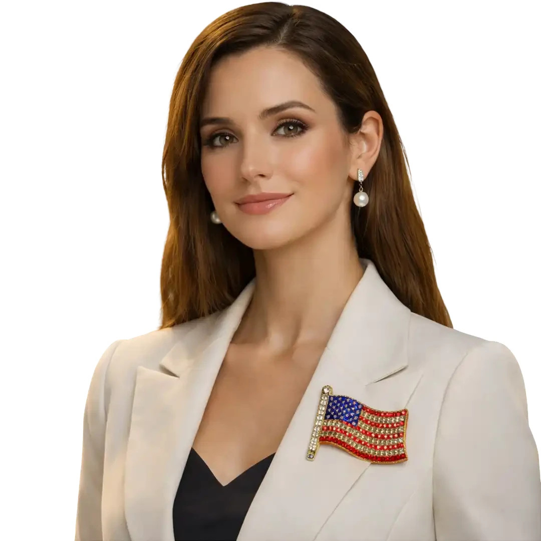 Luxury American Flag Lapel Pin Rhinestone Patriotic Brooch USA Flag Jewelry
