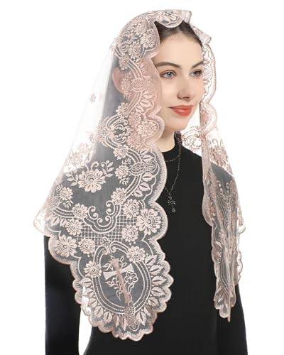 Traditional Triangular church veil - Spanish Style with Holy Grail Champagne