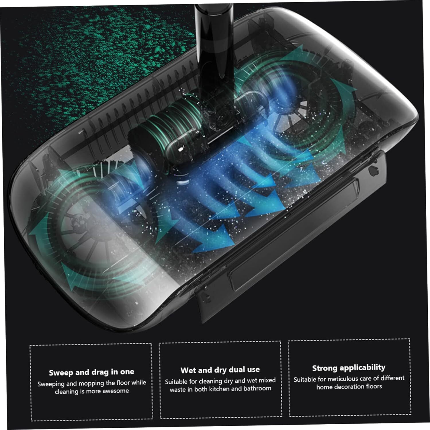 Wet/Dry Vacuum Cleaner Broom for Household Cleaning 180° Rotating Sweeping Mop