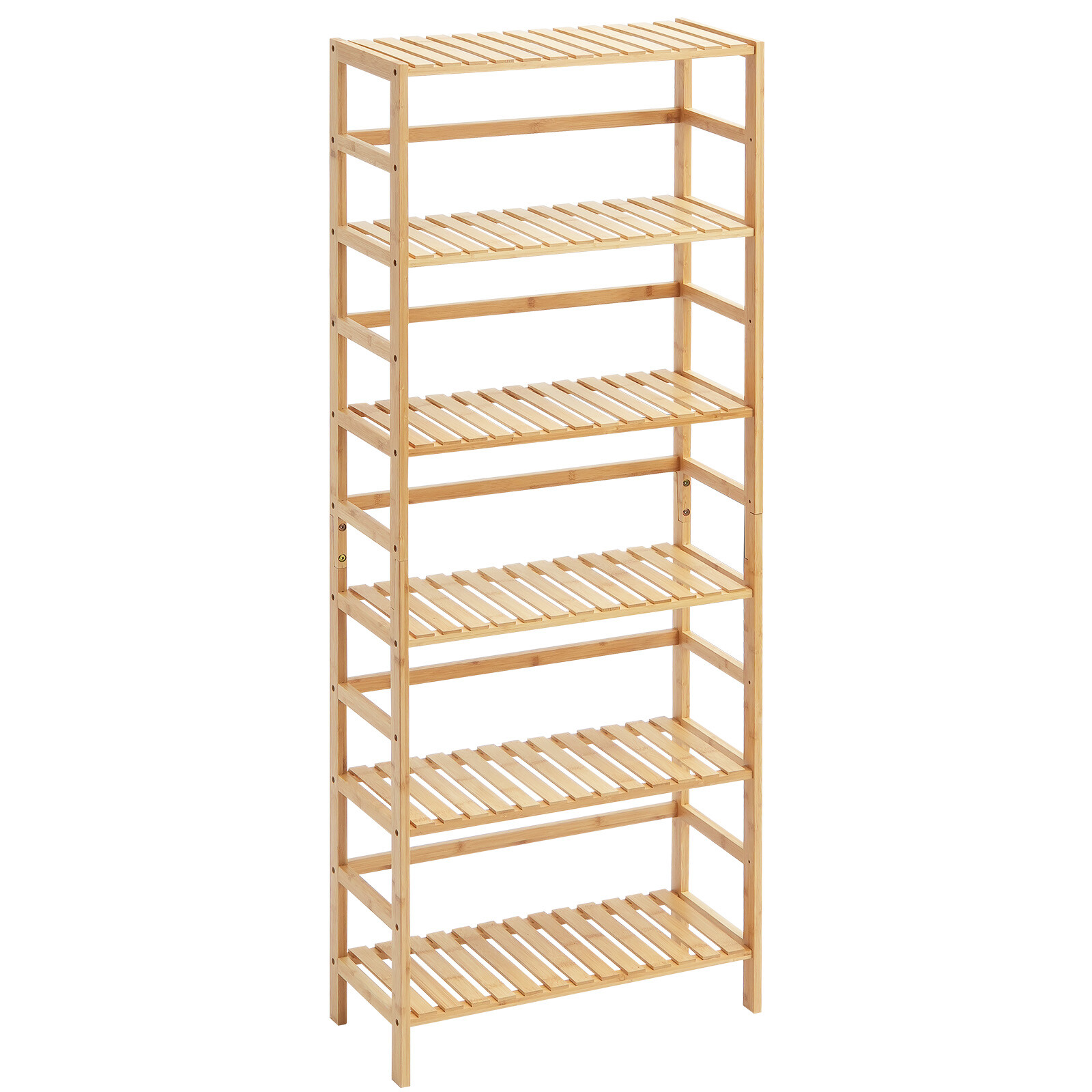 6-Tier Bamboo Ladder Bookcase 63" Display Shelf Storage Rack Plant Flower Stand