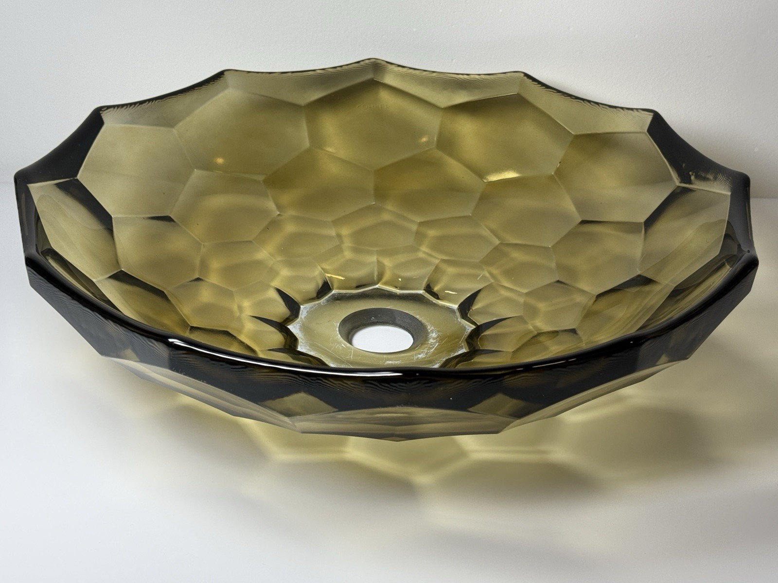 Kohler Briolette K-2373-TG7 17.5” Faceted Glass Vessel Sink Tea Green