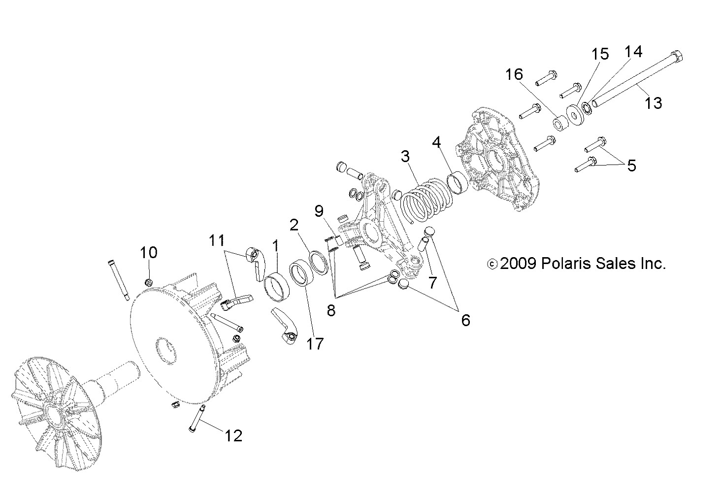 Polaris Basic Drive Clutch Assembly, for RANGER Models, Genuine OEM - 1322890