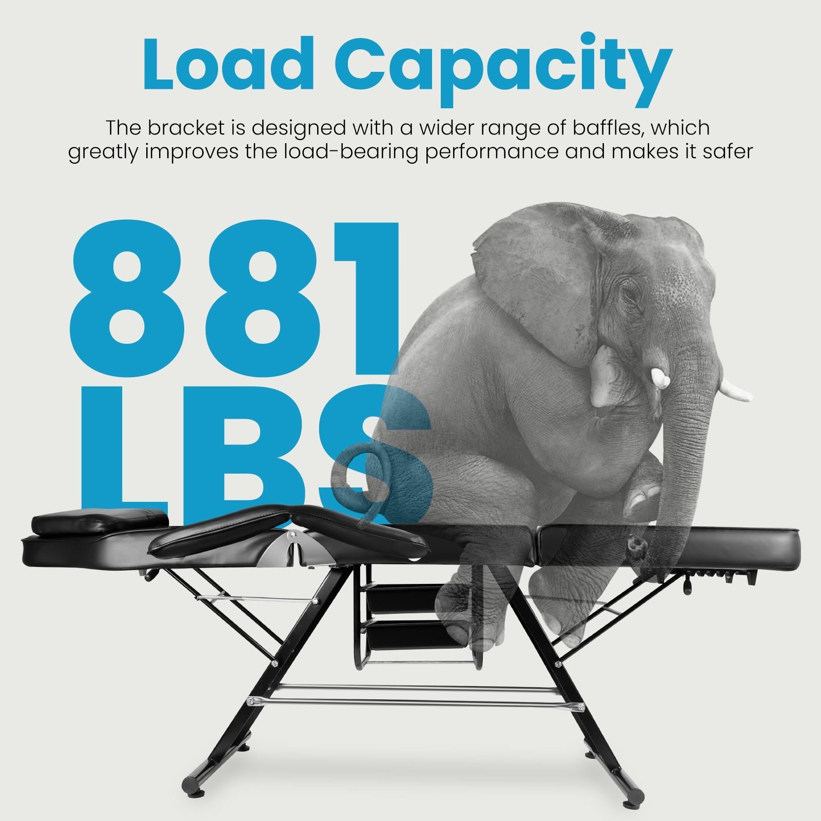 881LB Tattoo Bed Swivel Aesthetician Chair Folding Salon Massage Bed w/Spa Stool