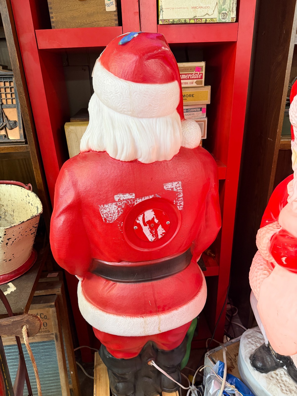 Vintage Empire Santa Claus Christmas Blow Mold Light Up Green PresentToy Bag 46”