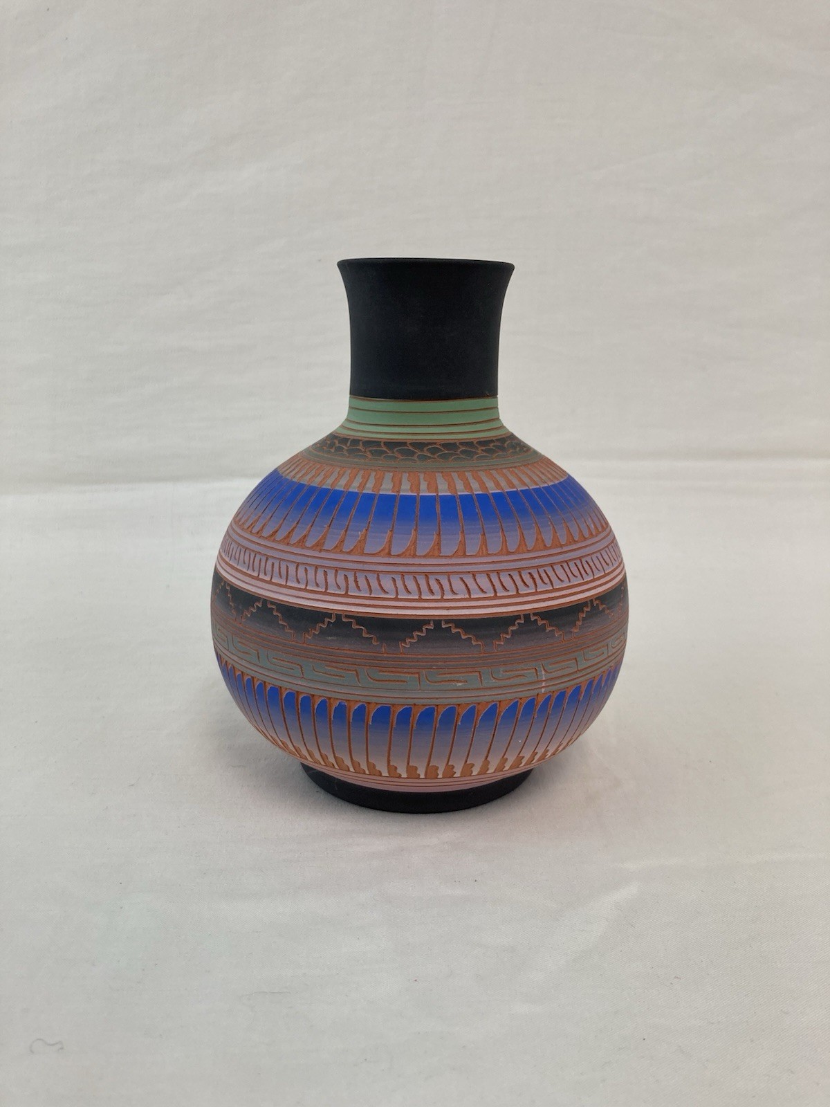 Valencia Charlie Navajo Signed Etched Vase