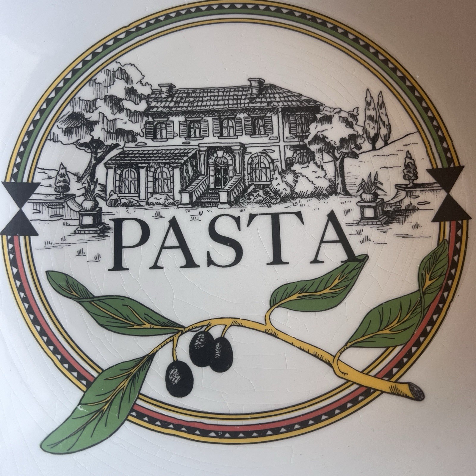 Himark Pasta Bowls Serving and Serving Set Olive Pattern VTG Made In Italy