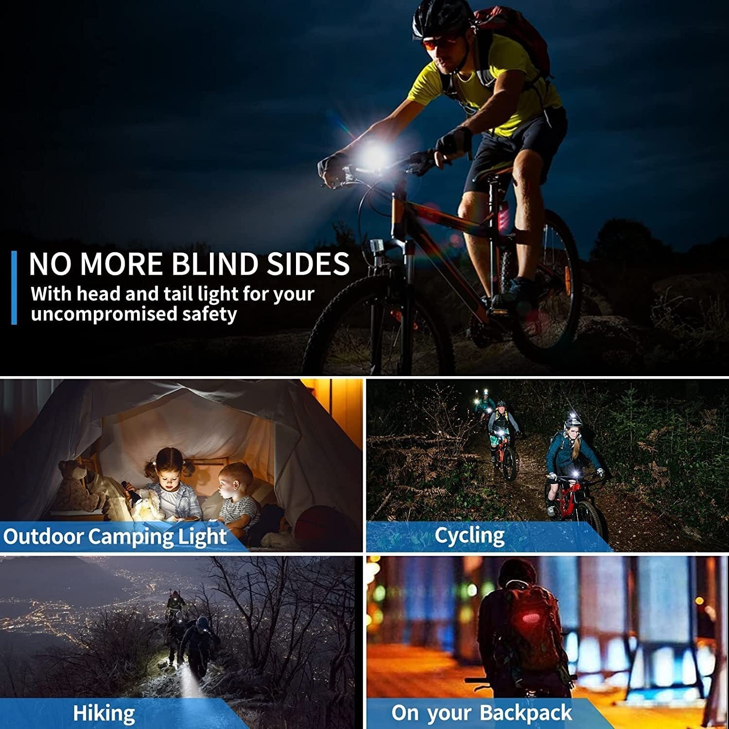40000LM USB Rechargeable LED Cycle Bike Headlight Phone Holder With Power Bank