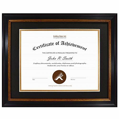 11x14 Diploma/Certificate Frame with Double Mat for 8.5x11 Document Real Glass
