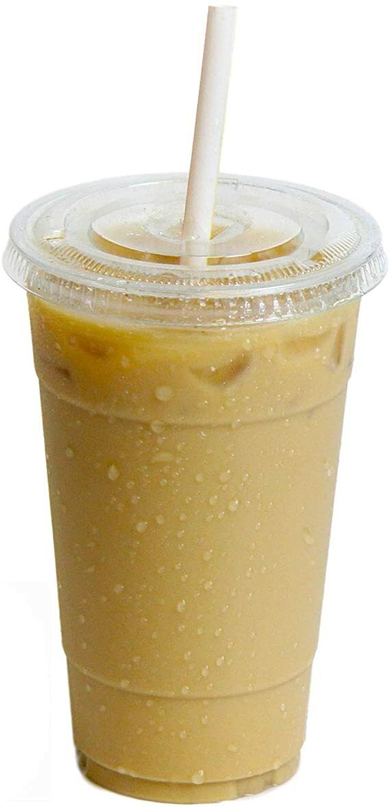 PET Clear Plastic Cups With Lids and Straws For Cold Drinks at Parties