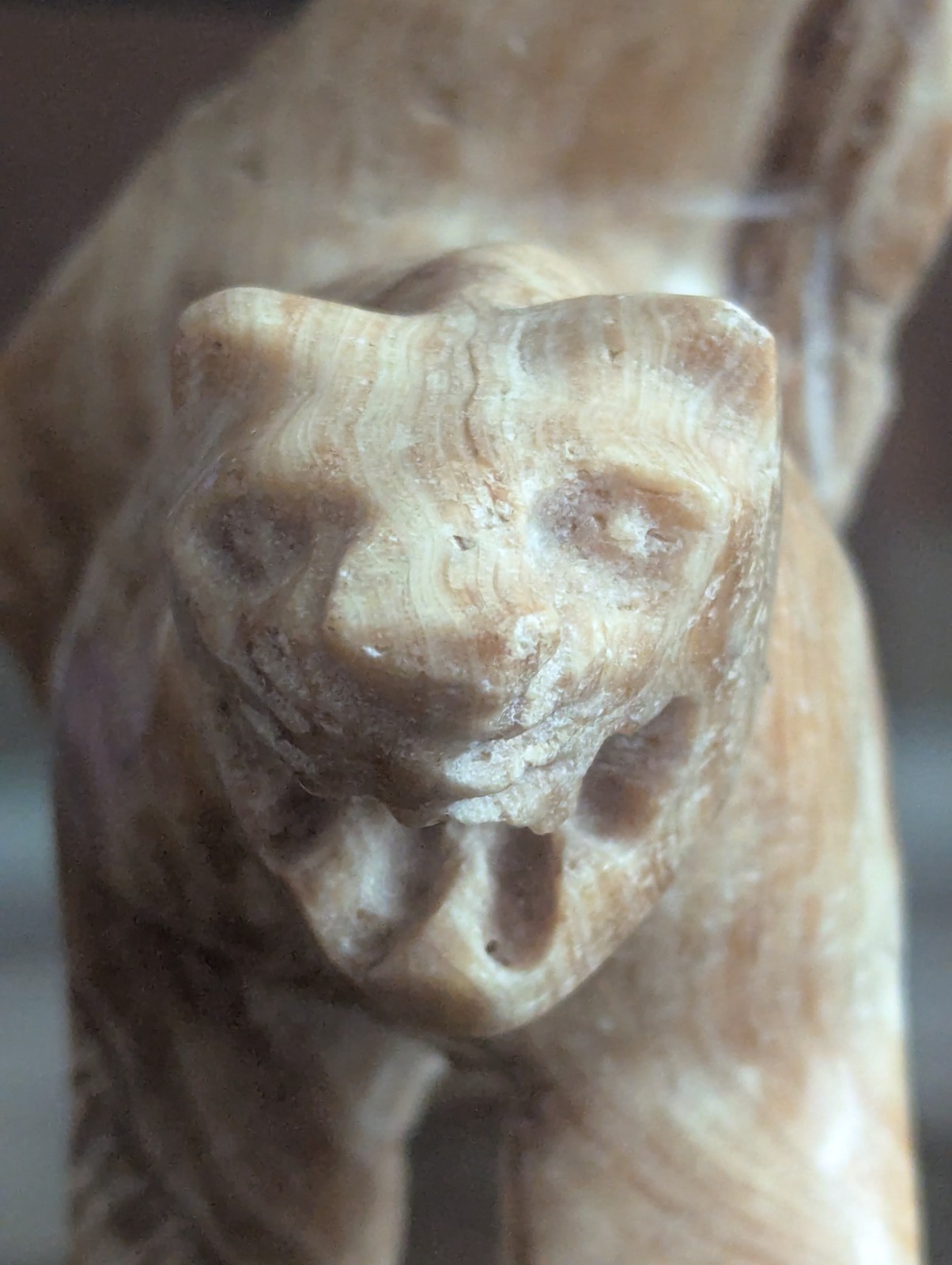 Vintage Carved Stone Panther Puma Cat Statue Figurine Mountain Lion Natural Art