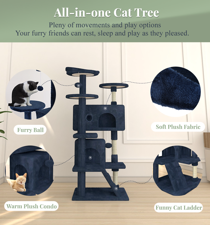 BestPet 54in Cat Tree Tower with Cat Scratching Posts Stand House Cat Condo