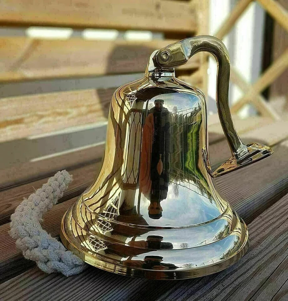 Large Nautical Ship's Boat Bell 11" Solid Brass Marine Maritime Wall Decor GIFT