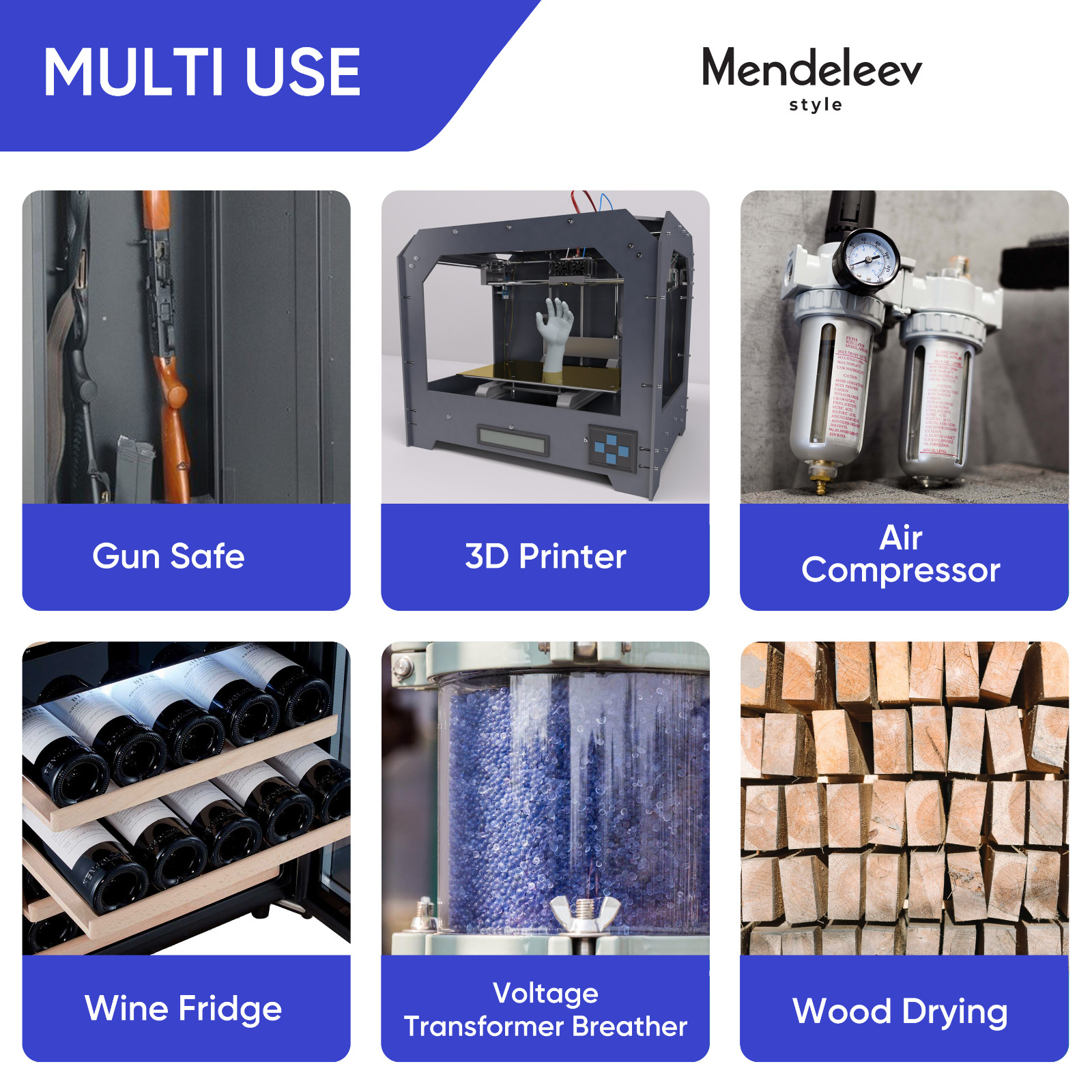 8.5 LB Blue Indicating Silica Gel 3-5 mm Beads Desiccants 3.85 kg Reusable