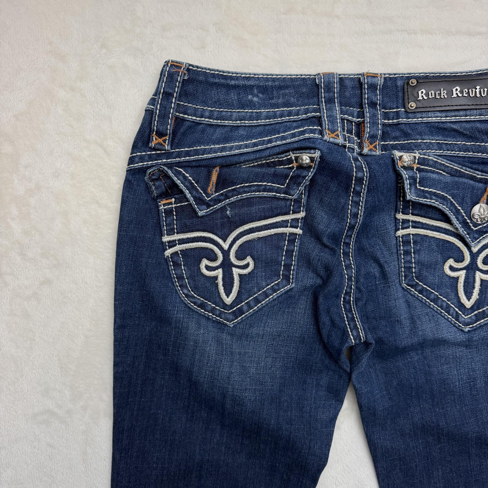 Rock Revival Stephanie Boot Jeans Womens 30x34 Bootcut Embroidered Pockets Denim