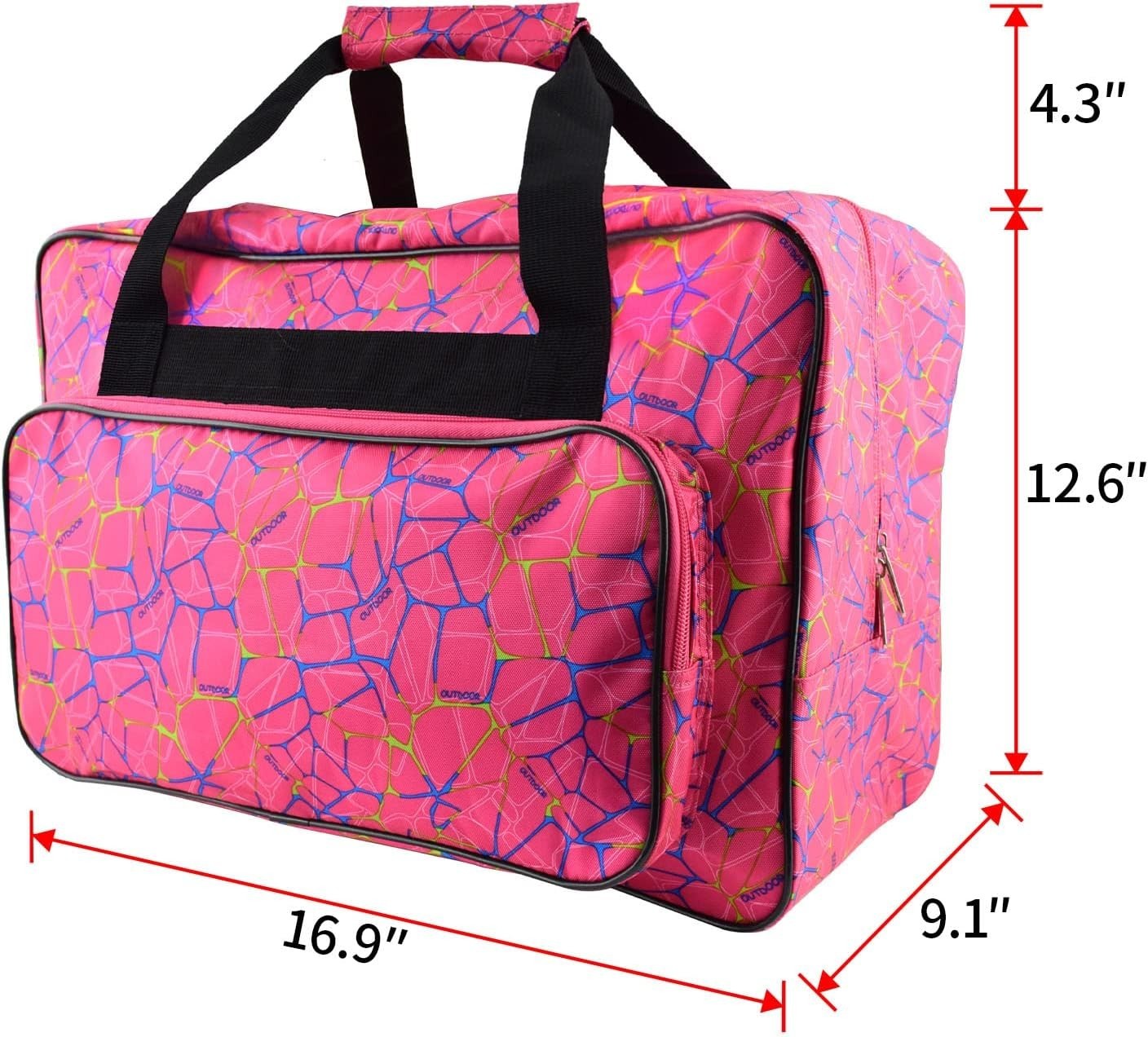 Portable Pink Sewing Machine Carrying Case with Front Pocket for Accessories