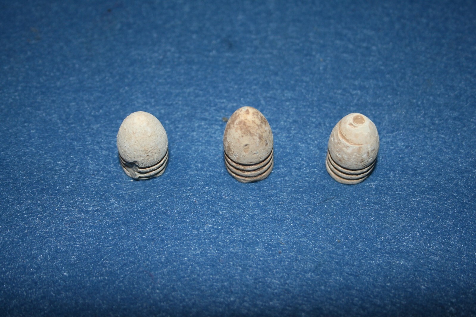 Civil War 3 ring bullets in good dug dropped condition. Quantity 3 per lot.