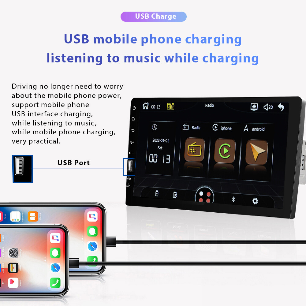 9" Single 1 Din MP5 Player Carplay Car Stereo Radio Android Auto Touch Screen