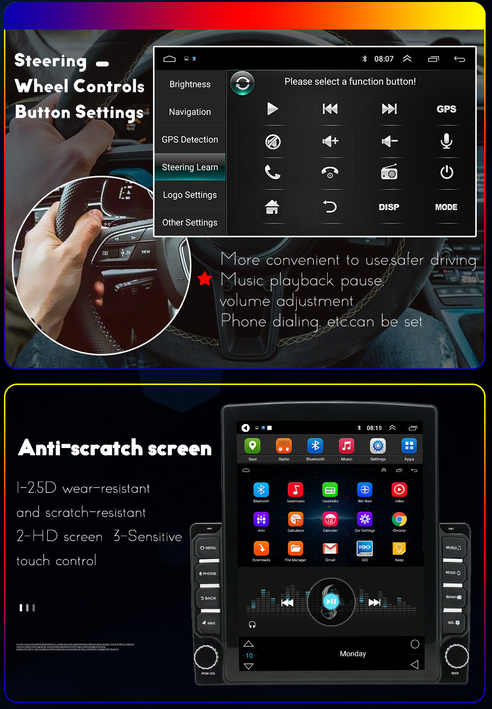 Fit For 2007-2015 Fiat 500 Android 14 For Carplay Car Stereo Radio GPS Navi BT