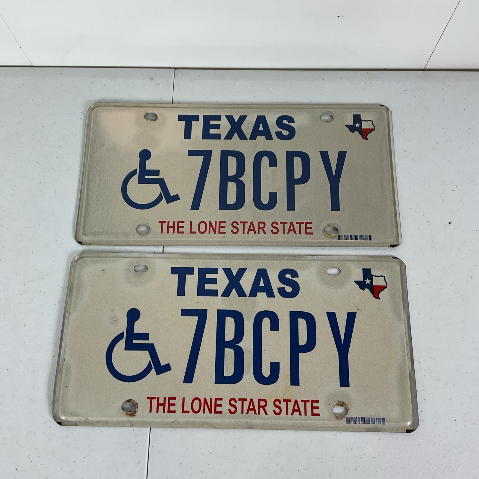 2000s Texas HANDICAPPED License Plate HANDICAP # 7BCPY SET OF 2 Y2K