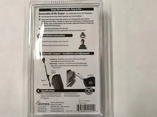 Gear Keeper Black RT4-4112 28" Retractable CB Radio Microphone Hanger