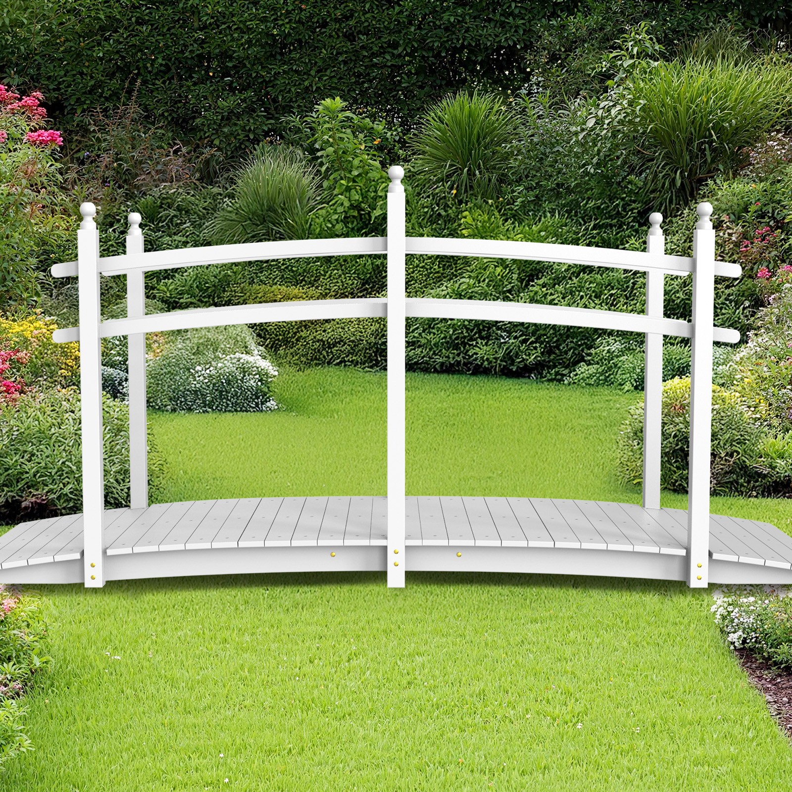 7.5FT Wooden Bridge w/ Handrails Decor Fir Wood for Yard Outdoor Garden Stable