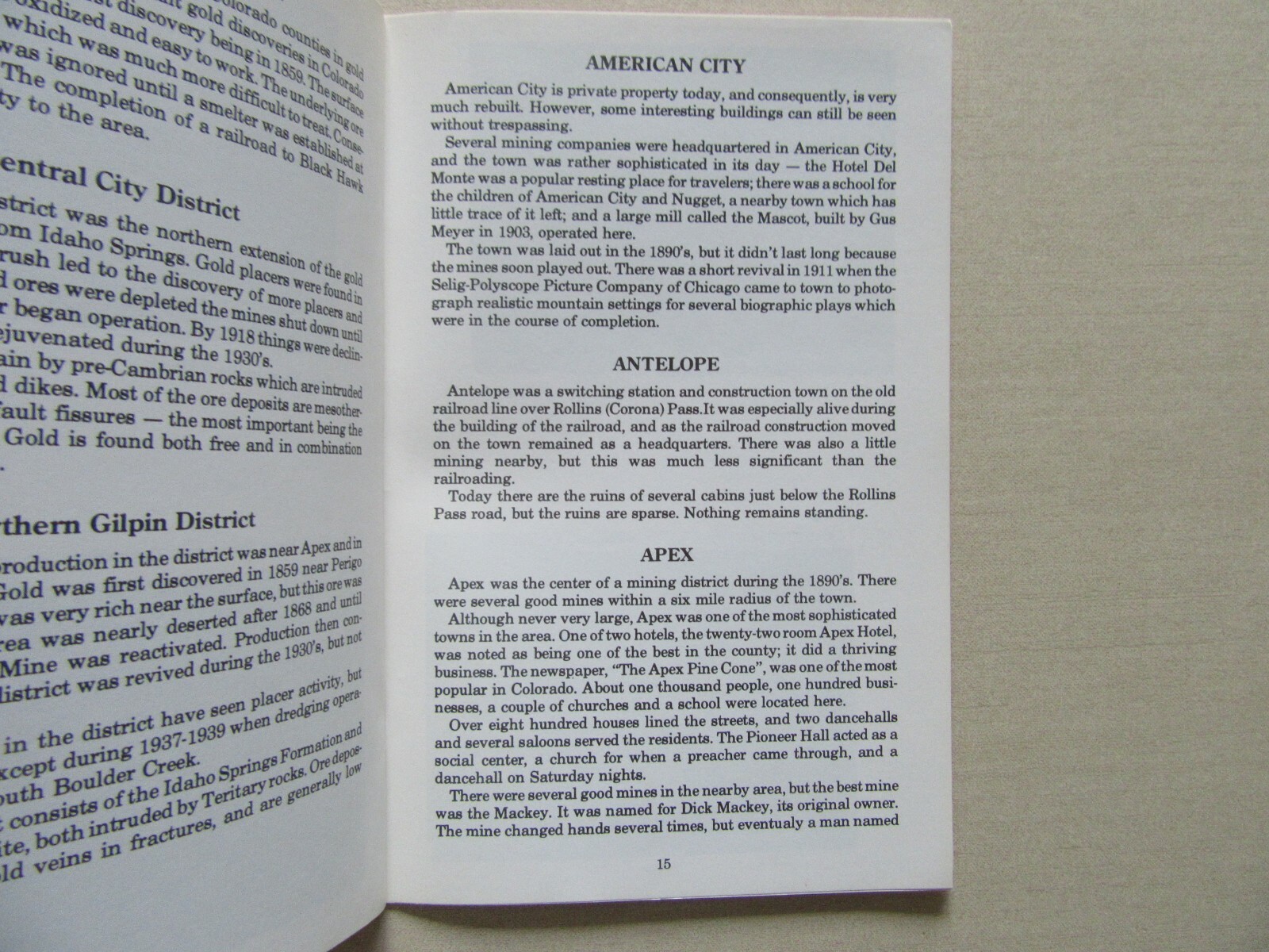 Ghosts of Gilpin County, Colorado - Guide to Ghost Towns & Mining Camps w/Map