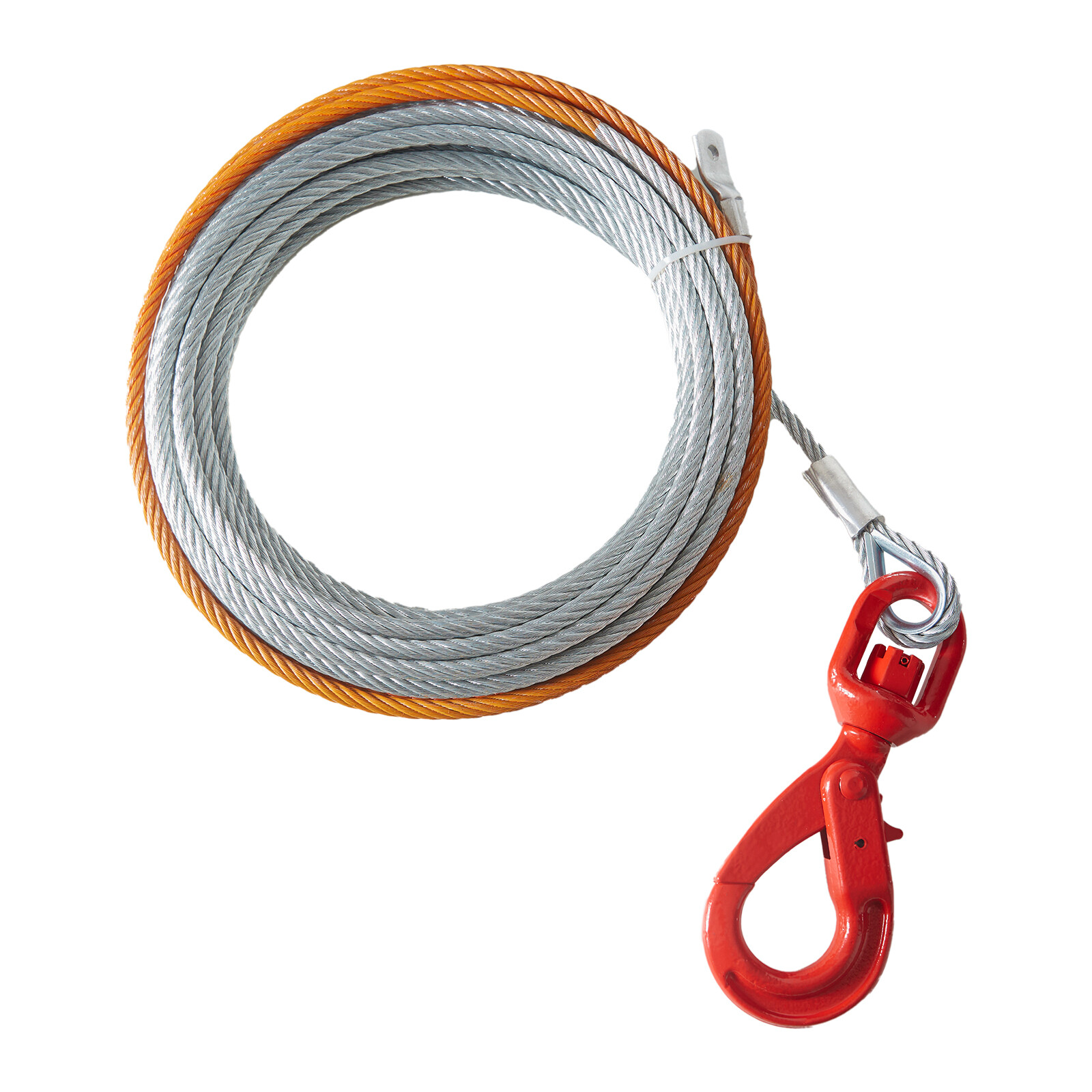 VEVOR Winch Cable Steel Core Wire Rope 3/8"x100' 15200lb Self Lock Swivel Hook
