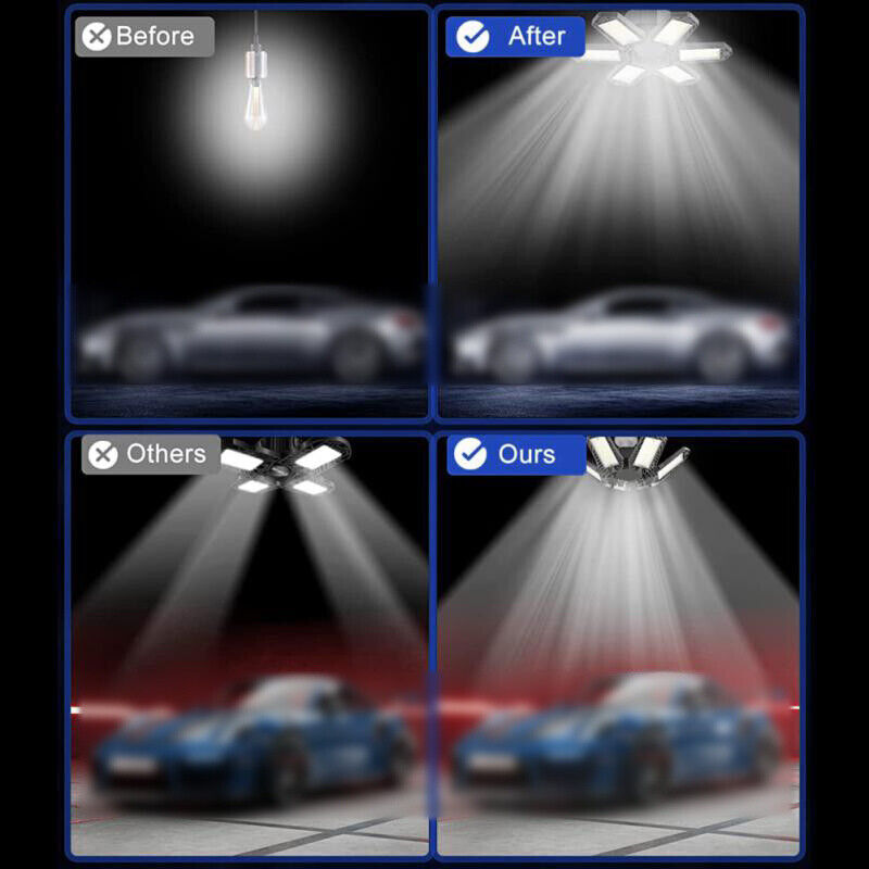 2-10X LED Garage Lights Deformable 900W Super Bright Work Shop Ceiling Lamps USA